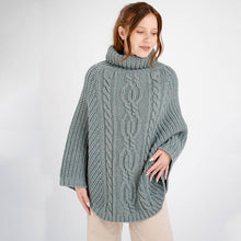 Load image into Gallery viewer, Ladies Rolled Collar Irish Poncho Sweater