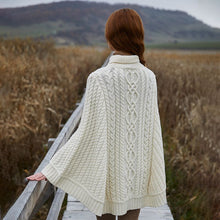 Load image into Gallery viewer, Cable Knit Irish Turtleneck Poncho