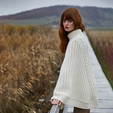 Load image into Gallery viewer, Cable Knit Irish Turtleneck Poncho
