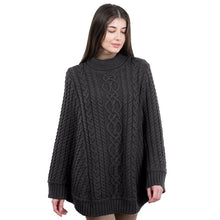 Load image into Gallery viewer, Cable Knit Irish Turtleneck Poncho