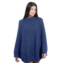 Load image into Gallery viewer, Cable Knit Irish Turtleneck Poncho