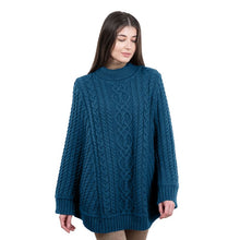 Load image into Gallery viewer, Cable Knit Irish Turtleneck Poncho