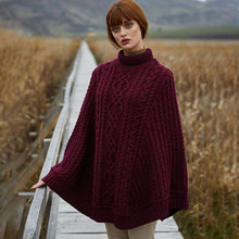 Load image into Gallery viewer, Cable Knit Irish Turtleneck Poncho
