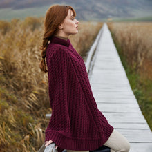 Load image into Gallery viewer, Cable Knit Irish Turtleneck Poncho
