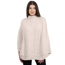 Load image into Gallery viewer, Cable Knit Irish Turtleneck Poncho