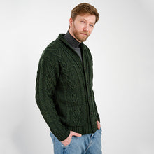Load image into Gallery viewer, Mens Shawl Neck Merino Wool Aran Cardigan