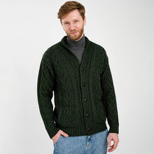 Load image into Gallery viewer, Mens Shawl Neck Merino Wool Aran Cardigan