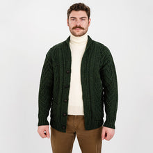 Load image into Gallery viewer, Mens Shawl Neck Merino Wool Aran Cardigan