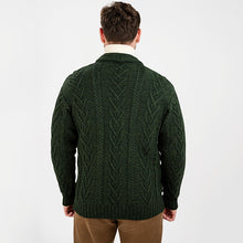 Load image into Gallery viewer, Mens Shawl Neck Merino Wool Aran Cardigan