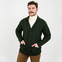Load image into Gallery viewer, Mens Shawl Neck Merino Wool Aran Cardigan
