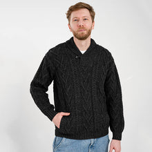 Load image into Gallery viewer, Merino Wool Shawl Neck Button Irish Sweater for Men