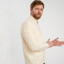 Load image into Gallery viewer, Merino Wool Half Zip Aran Sweater