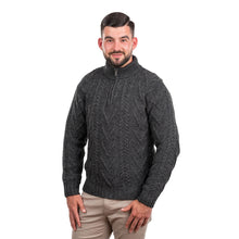 Load image into Gallery viewer, Merino Wool Half Zip Aran Sweater