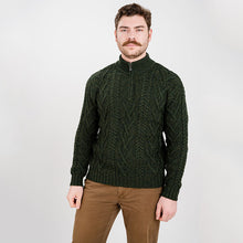 Load image into Gallery viewer, Merino Wool Half Zip Aran Sweater