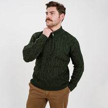 Load image into Gallery viewer, Merino Wool Half Zip Aran Sweater