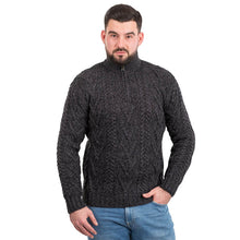 Load image into Gallery viewer, Merino Wool Half Zip Aran Sweater