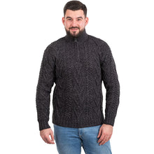 Load image into Gallery viewer, Merino Wool Half Zip Aran Sweater