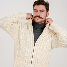 Load image into Gallery viewer, Men's Merino Knit Aran Zip Cardigan