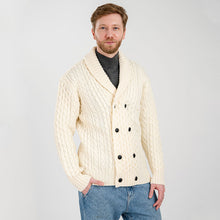 Load image into Gallery viewer, Mens Irish Aran Roll Collar Cardigan