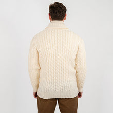 Load image into Gallery viewer, Mens Irish Aran Roll Collar Cardigan