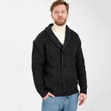 Load image into Gallery viewer, Mens Irish Aran Roll Collar Cardigan