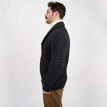 Load image into Gallery viewer, Mens Irish Aran Roll Collar Cardigan