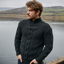 Load image into Gallery viewer, Zip Neck Men's Irish Knit Sweater