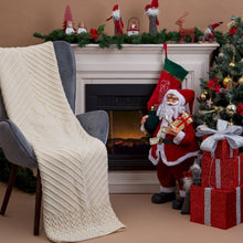 Load image into Gallery viewer, Traditional Irish Knit Blanket with Shamrock