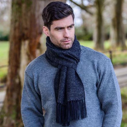 Alpaca Wool Men's Herringbone Scarf