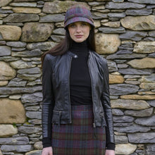 Load image into Gallery viewer, Wine Plaid Irish Tweed Ladies Cap
