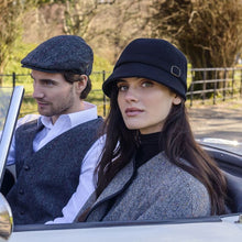 Load image into Gallery viewer, Black Tweed Ladies Irish Flapper Hat