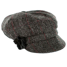 Load image into Gallery viewer, Charcoal Herringbone Ladies Irish Newsboy Hat
