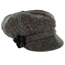 Load image into Gallery viewer, Charcoal Herringbone Ladies Irish Newsboy Hat