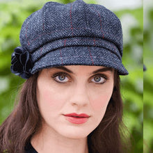 Load image into Gallery viewer, Charcoal Herringbone Ladies Irish Newsboy Hat