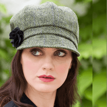Load image into Gallery viewer, Irish Green Herringbone Newsboy Hat
