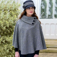 Load image into Gallery viewer, Ladies Tweed Grey Poncho Cape