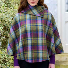 Load image into Gallery viewer, Ladies Blue Tartan Tweed Cape