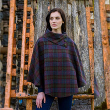Load image into Gallery viewer, Plum Plaid Ladies Tweed Irish Cape