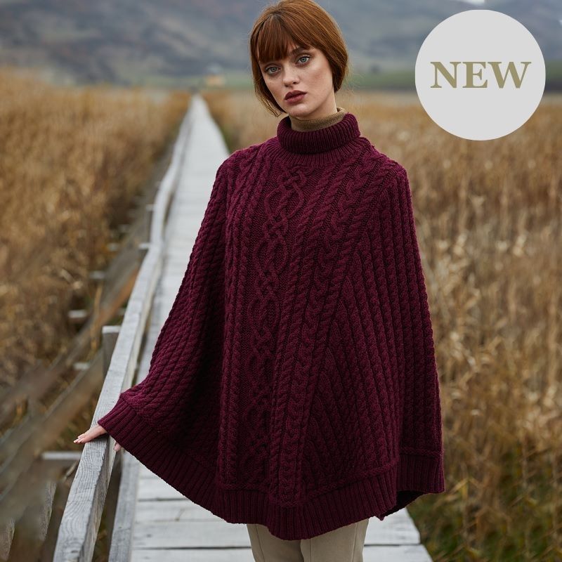 Cable Knit Irish Turtleneck Poncho