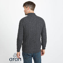 Load image into Gallery viewer, Men&#39;s Traditional Turtleneck Aran Sweater in Grey Color Reverse Tara Irish Clothing
