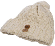 Load image into Gallery viewer, Buttoned Merino Irish Aran Hat