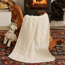 Load image into Gallery viewer, Aran Woollen Mills	SuperSoft Merino Knit Patch Cot Throw B659373 tarairishclothing.com
