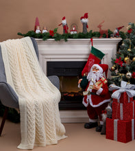 Load image into Gallery viewer, Classic Irish Throw Merino Wool White Tara Irish Clothing