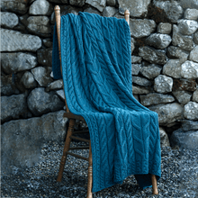 Load image into Gallery viewer, Irish Merino Wool Blanket Teal Color Tara