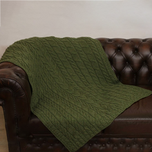 Load image into Gallery viewer, Irish Merino Wool Blanket Green Color Tara