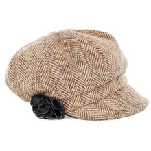 Load image into Gallery viewer, Irish Tweed Newsboy Hat for Women in Light Brown Full View
