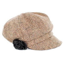Load image into Gallery viewer, Irish Tweed Newsboy Hat for Women in Light Brown Full View