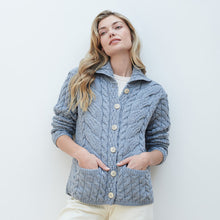 Load image into Gallery viewer, B940 Ireland Boyfriend Blue Wool Cardigan Tara Irish Clothing