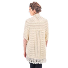 Load image into Gallery viewer, Back SAOL White Aran Wrap Cardigan ML104 TaraIrishClothing.com