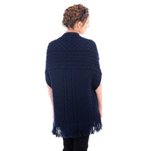 Load image into Gallery viewer, Back SAOL Navy Aran Wrap Cardigan ML104 TaraIrishClothing.com